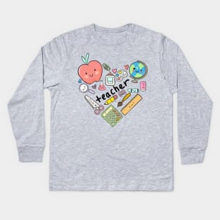 Teaching is a work of heart Kids Long Sleeve T-Shirt